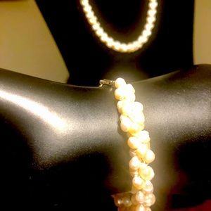 Seed Pearl Cluster Necklace/bracelet Set